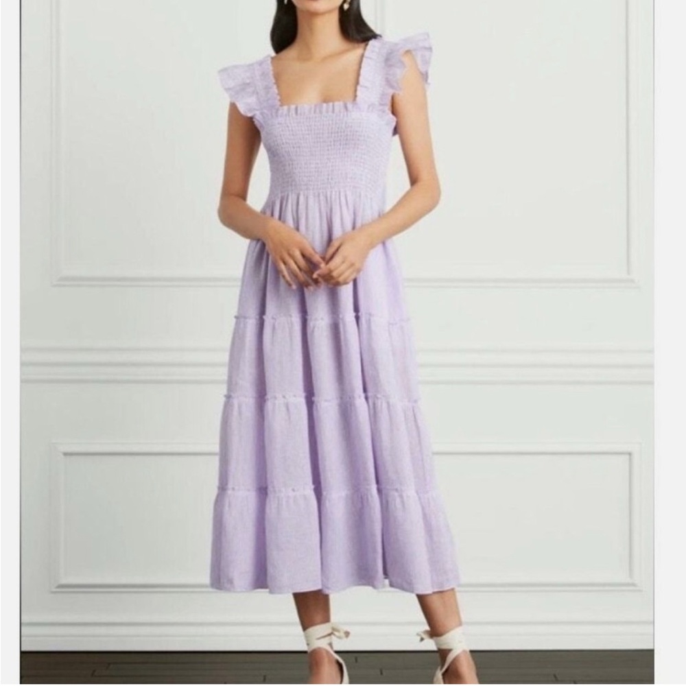 Hill House Purple Ruffled Tiered Midi Dress